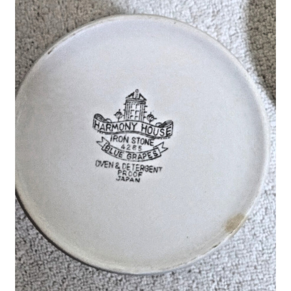 Harmony House, Blue Grapes, Ironstone, Mid Century Modern, Covered Sugar Bowl - Picture 7 of 8